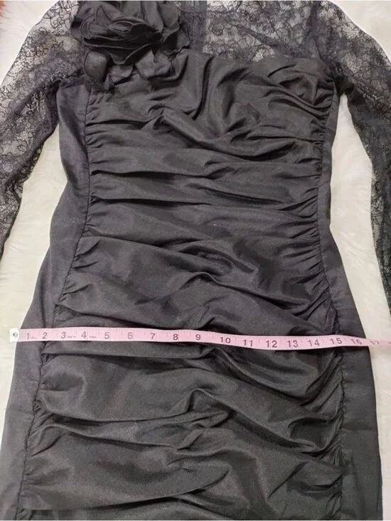 Vintage Jessica McClintock Lace Taffeta Ruched Mini Prom Dress 10 - Picture 14 of 15